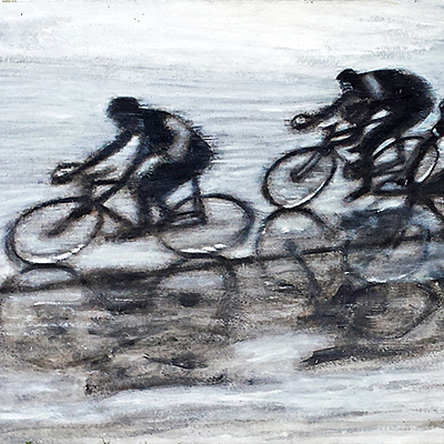 Radrennen, 1999, 130 x 200cm, Öl auf Leinwand