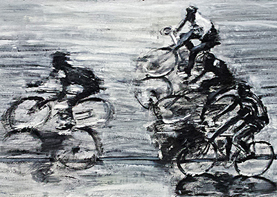 Radrennen, 1999, 120 x 140cm, Öl auf Leinwand