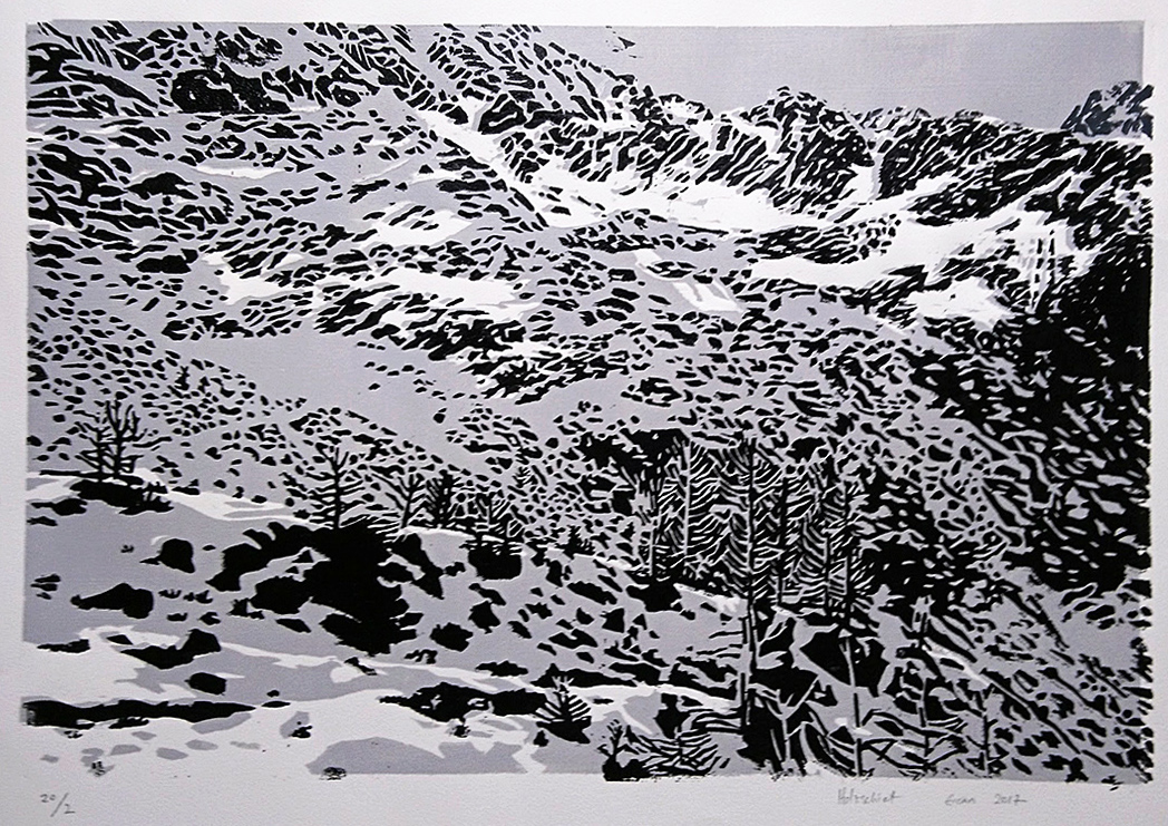 Holzschnitt, Lötschental, 2017