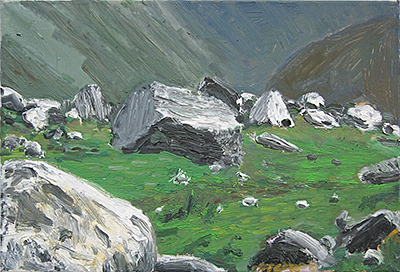 Alpstudie, 2003, 30 × 44cm, Öl auf Leinwand