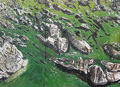 Alp, 2003, 160 x 300cm, zweiteilig, Öl auf Leinwand